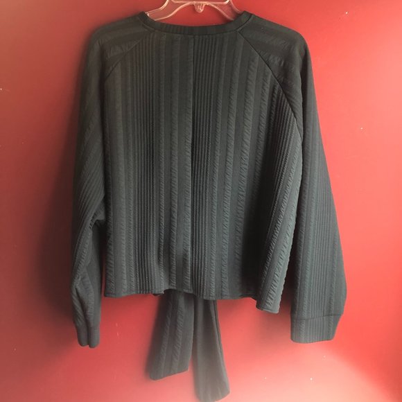 Zara Basic Crew Neck Front Tie Bow Top - Picture 2 of 9